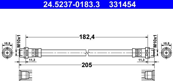 ATE 24.5237-0183.3 - Flessibile del freno autozon.pro