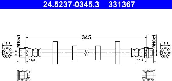 ATE 24.5237-0345.3 - Flessibile del freno autozon.pro