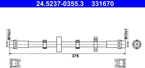 ATE 24.5237-0355.3 - Flessibile del freno autozon.pro