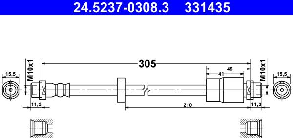 ATE 24.5237-0308.3 - Flessibile del freno autozon.pro