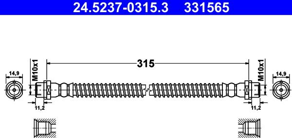 ATE 24.5237-0315.3 - Flessibile del freno autozon.pro