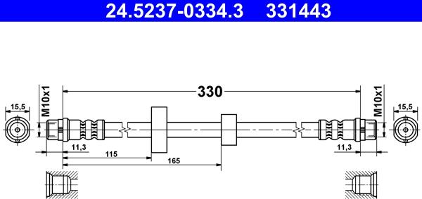 ATE 24.5237-0334.3 - Flessibile del freno autozon.pro