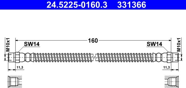 ATE 24.5225-0160.3 - Flessibile del freno autozon.pro