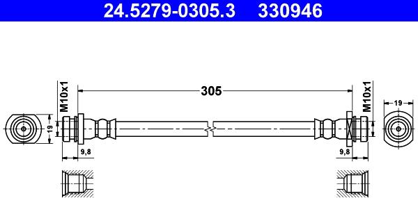 ATE 24.5279-0305.3 - Flessibile del freno autozon.pro