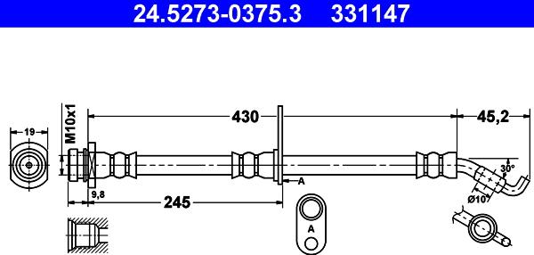 ATE 24.5273-0375.3 - Flessibile del freno autozon.pro