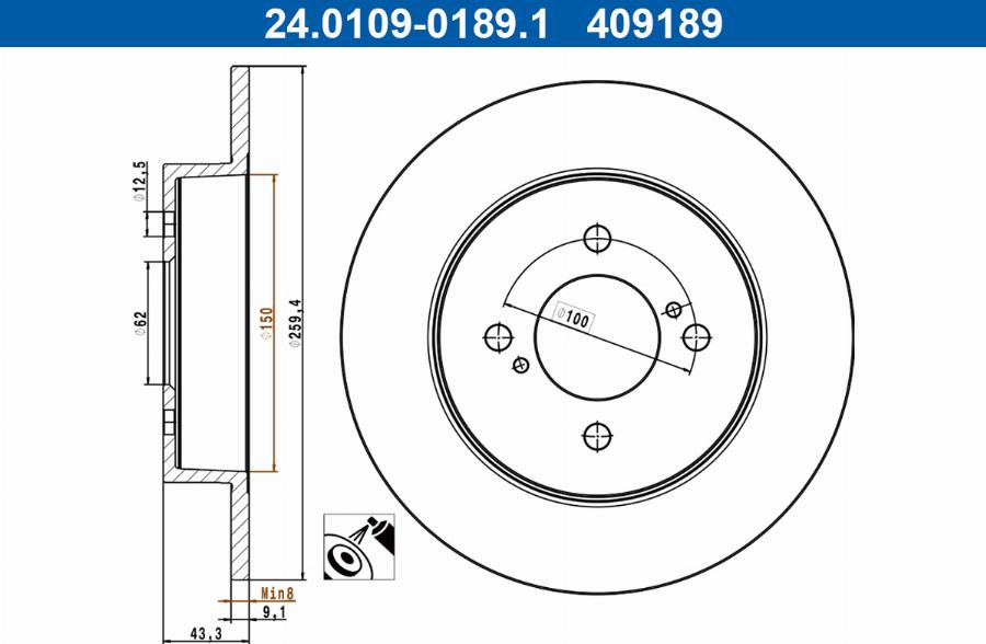 ATE 24.0109-0189.1 - Discofreno autozon.pro