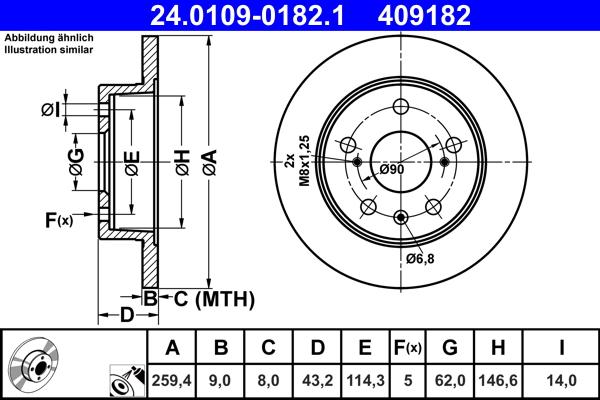 ATE 24.0109-0182.1 - Discofreno autozon.pro