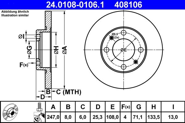 ATE 24.0108-0106.1 - Discofreno autozon.pro