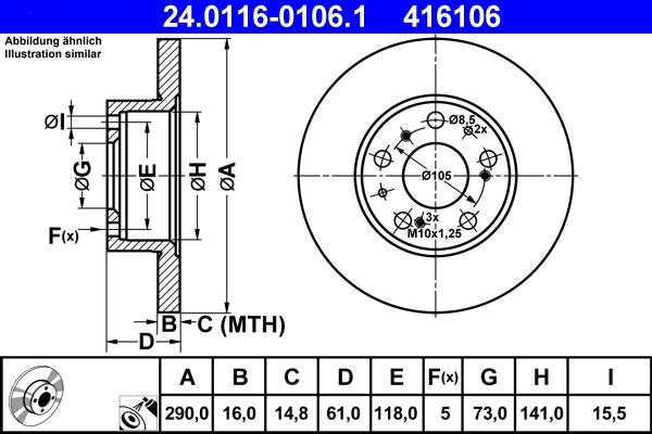 ATE 24.0116-0106.1 - Discofreno autozon.pro