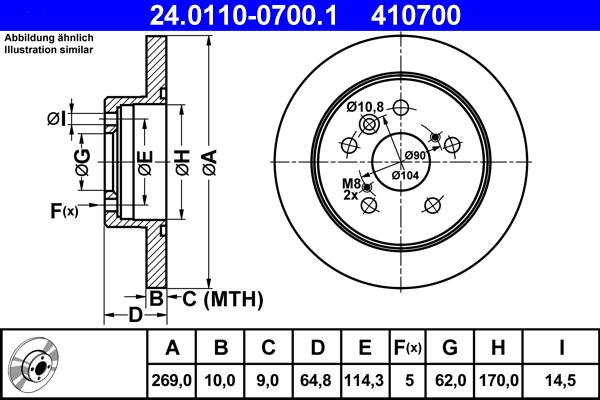 ATE 24.0110-0700.1 - Discofreno autozon.pro