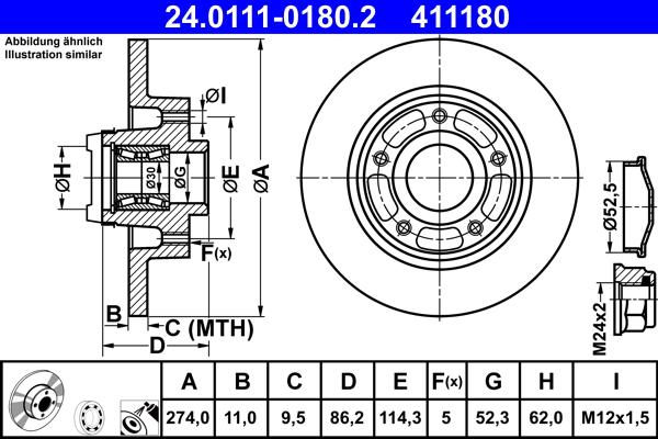 ATE 24.0111-0180.2 - Discofreno autozon.pro