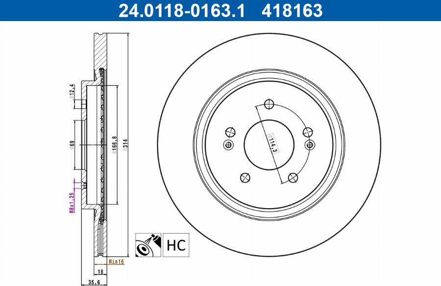 ATE 24.0118-0163.1 - Discofreno autozon.pro