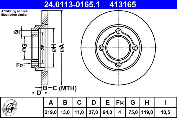 ATE 24.0113-0165.1 - Discofreno autozon.pro