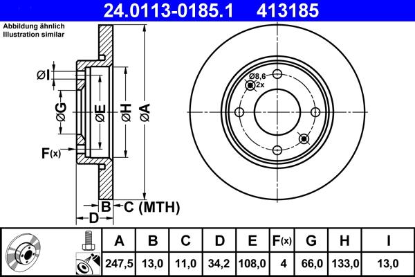 ATE 24.0113-0185.1 - Discofreno autozon.pro