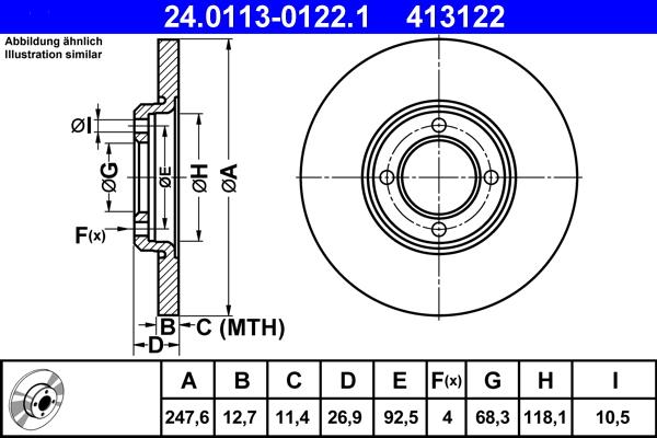 ATE 24.0113-0122.1 - Discofreno autozon.pro