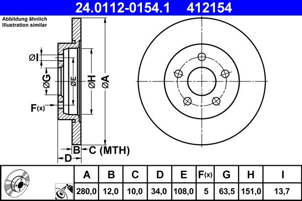 ATE 24.0112-0154.1 - Discofreno autozon.pro