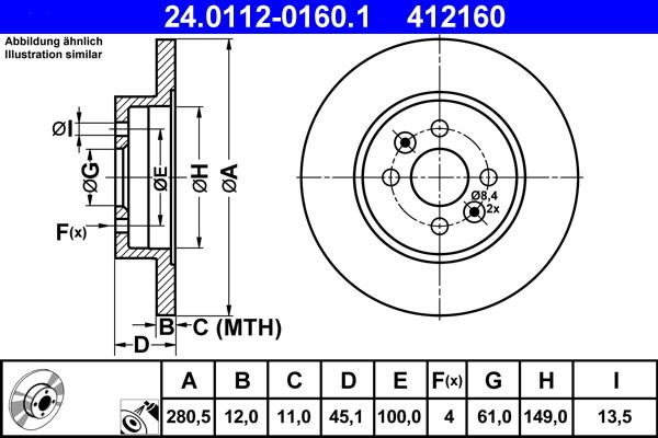 ATE 24.0112-0160.1 - Discofreno autozon.pro