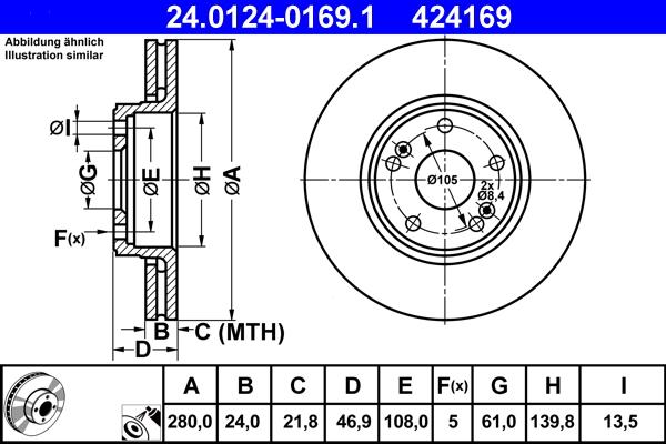 ATE 24.0124-0169.1 - Discofreno autozon.pro