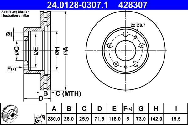 ATE 24.0128-0307.1 - Discofreno autozon.pro