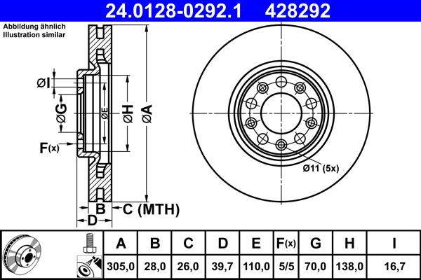 ATE 24.0128-0292.1 - Discofreno autozon.pro