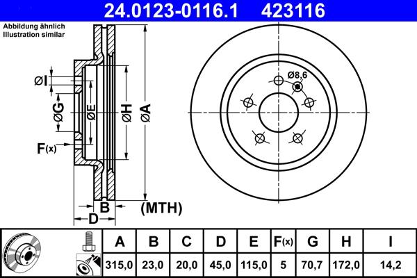 ATE 24.0123-0116.1 - Discofreno autozon.pro