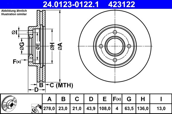 ATE 24.0123-0122.1 - Discofreno autozon.pro