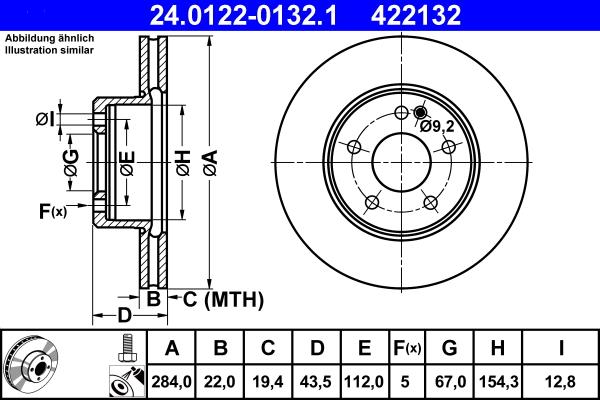 ATE 24.0122-0132.1 - Discofreno autozon.pro