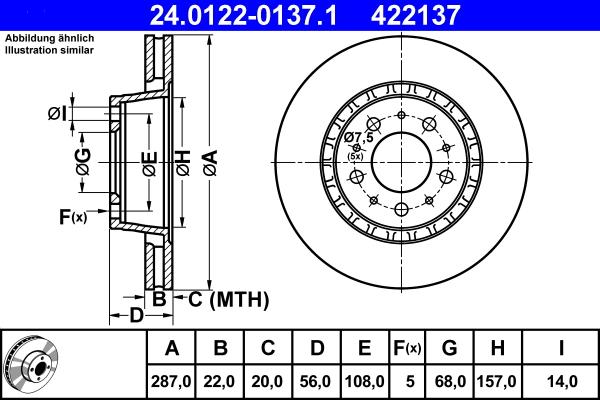 ATE 24.0122-0137.1 - Discofreno autozon.pro