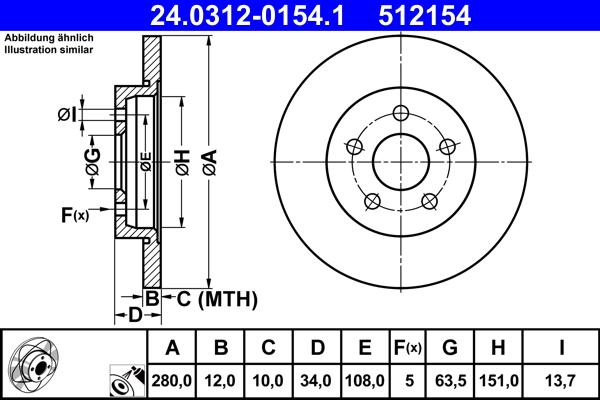 ATE 24.0312-0154.1 - Discofreno autozon.pro