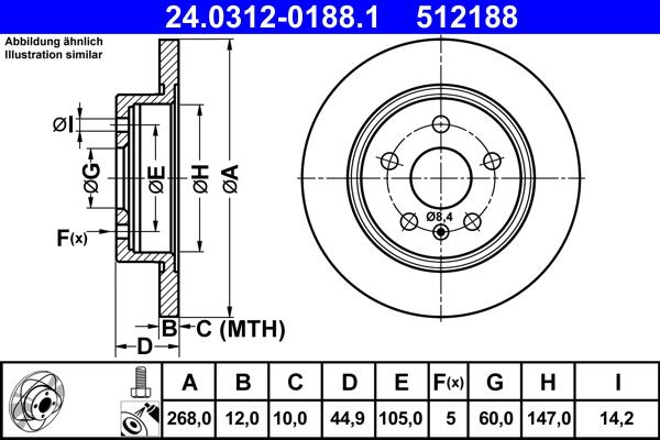 ATE 24.0312-0188.1 - Discofreno autozon.pro