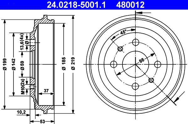 ATE 24.0218-5001.1 - Tamburo freno autozon.pro