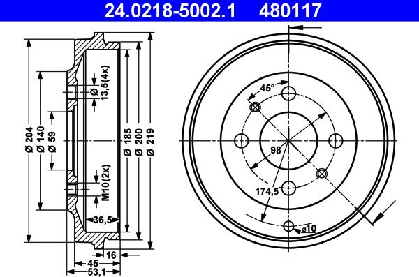 ATE 24.0218-5002.1 - Tamburo freno autozon.pro