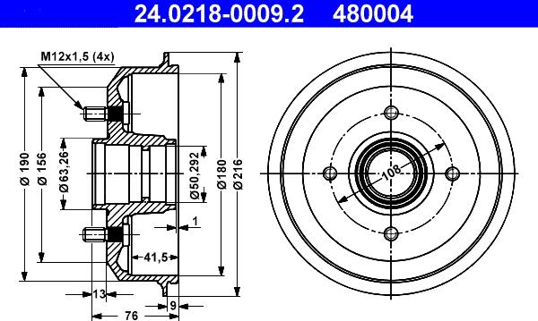 ATE 24.0218-0009.2 - Tamburo freno autozon.pro