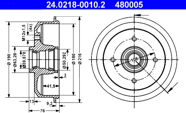 ATE 24.0218-0010.2 - Tamburo freno autozon.pro