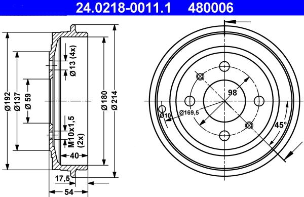 ATE 24.0218-0011.1 - Tamburo freno autozon.pro