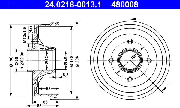 ATE 24.0218-0013.1 - Tamburo freno autozon.pro