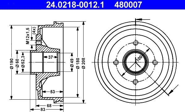 ATE 24.0218-0012.1 - Tamburo freno autozon.pro