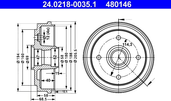 ATE 24.0218-0035.1 - Tamburo freno autozon.pro