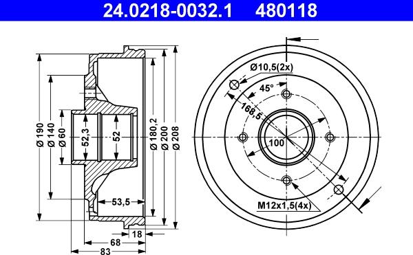 ATE 24.0218-0032.1 - Tamburo freno autozon.pro