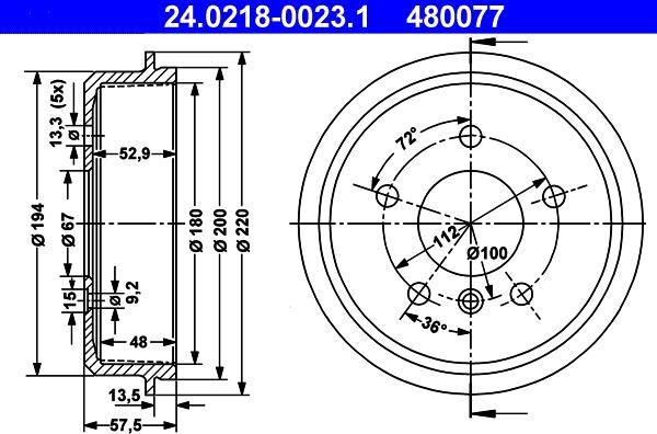 ATE 24.0218-0023.1 - Tamburo freno autozon.pro