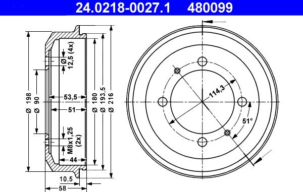 ATE 24.0218-0027.1 - Tamburo freno autozon.pro