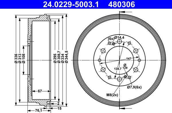 ATE 24.0229-5003.1 - Tamburo freno autozon.pro