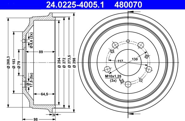 ATE 24.0225-4005.1 - Tamburo freno autozon.pro