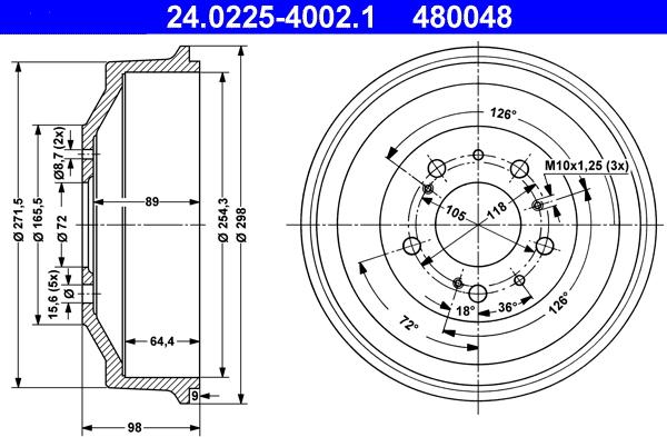 ATE 24.0225-4002.1 - Tamburo freno autozon.pro