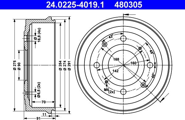 ATE 24.0225-4019.1 - Tamburo freno autozon.pro