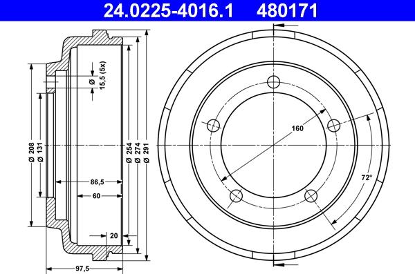 ATE 24.0225-4016.1 - Tamburo freno autozon.pro