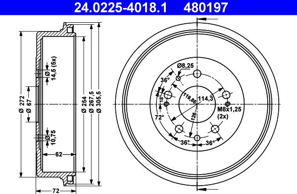 ATE 24.0225-4018.1 - Tamburo freno autozon.pro