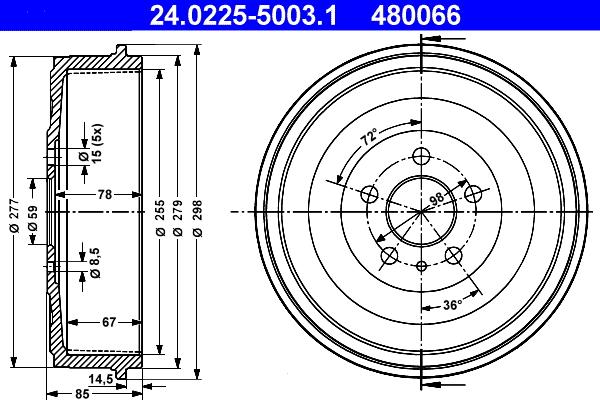 ATE 24.0225-5003.1 - Tamburo freno autozon.pro