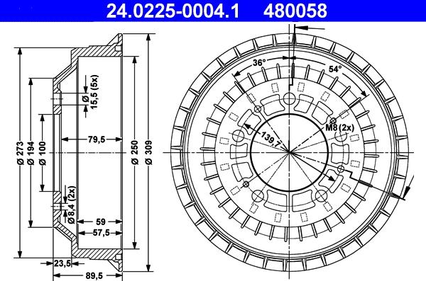 ATE 24.0225-0004.1 - Tamburo freno autozon.pro