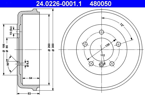 ATE 24.0226-0001.1 - Tamburo freno autozon.pro